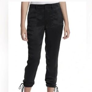 Black satin utility joggers! NWT!